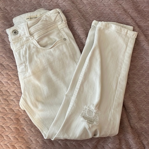 ☀️SOLD☀️ Anthropologie high-rise slim white denim jeans - Picture 2 of 6